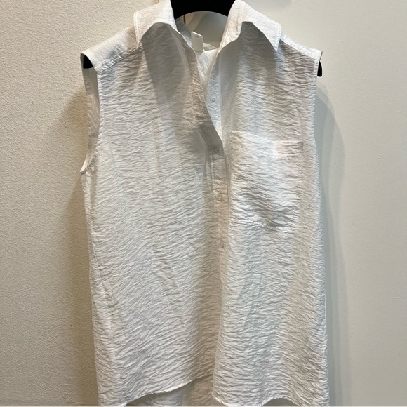 H&M White Short Sleeves Collared White Buttoned Down Shirt Size M - Picture 8 of 10